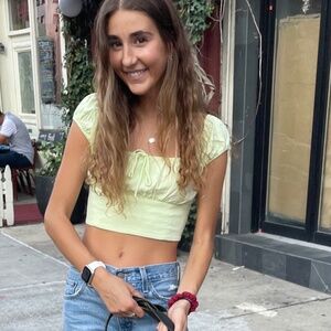 Zara Light Green Short Sleeve Crop Blouse